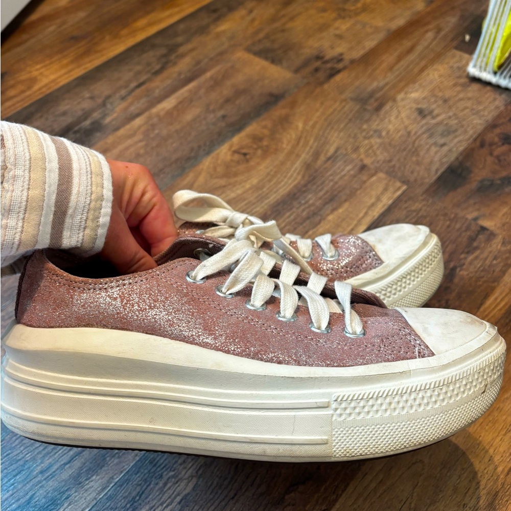Pink Glitter Platinum Converse size 7